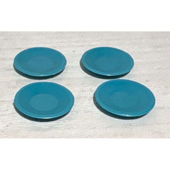 Marx Little Hostess Plates Turquoise Blue Plastic Dollhouse Set Of 4 1960's 3/4" - Picture 1 of 6